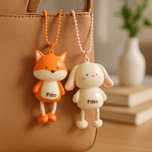 Plastic Key Chain Animal Series - Fox and Rabbit, Pack of 2