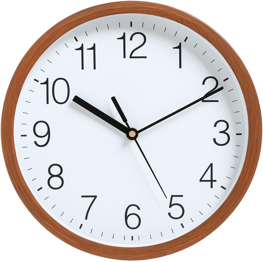 72 Pieces Wooden Finish Frame Wall Clock - Modern Silent Quartz Clocks with Easy-to-Read Numbers | Classic Decorative Timepiece for Home (Office – Living Room – or Kitchen | Durable and Elegant Design)