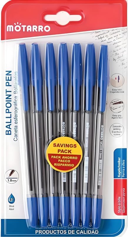 120 Pieces 7-Packs (1.0mm Blue Ball Point Pen - 15.9cm)