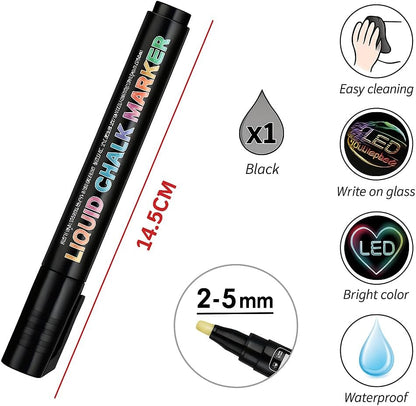 Liquid Chalk Marker 14.5cm 2.5mm Black for Chalkboards, Glass, Windows, Non-Porous Surfaces