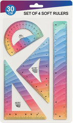 96 Pieces Set of Soft Rulers 4 PC - Scales (Protractor – Triangle – Ruler 30 CM for School and Office Use)