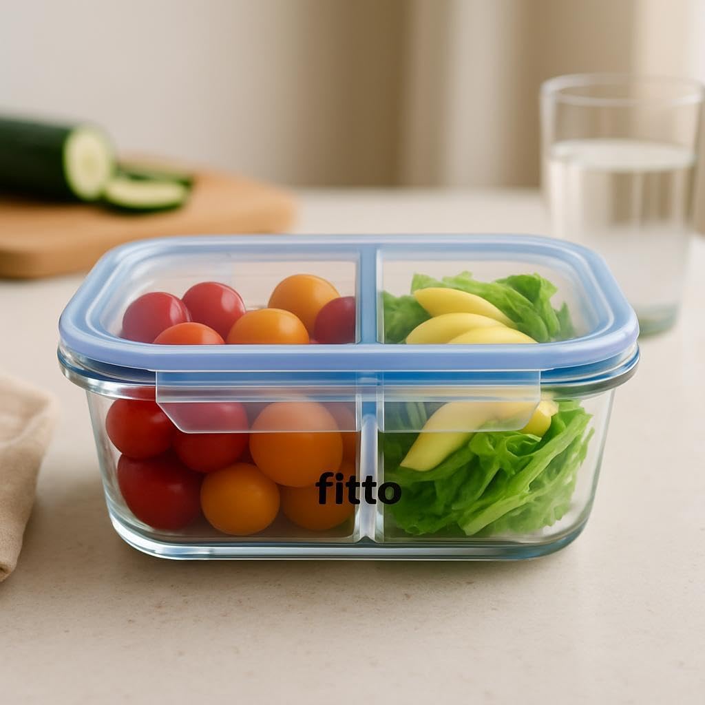 72 Pieces Glass Storage Food Containers with Full Divider (1500ml)
