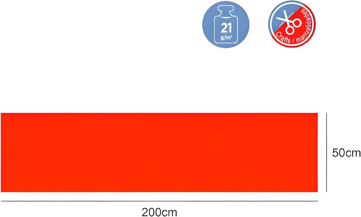 Crepe Paper 200cm x 60cm Red for Crafts, Decorations, Art Projects