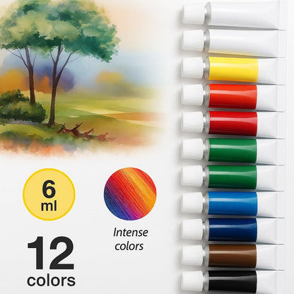 12pcs 6ml Water Color Paint Set – 12 Vibrant Colors for Arts, Crafts & DIY
