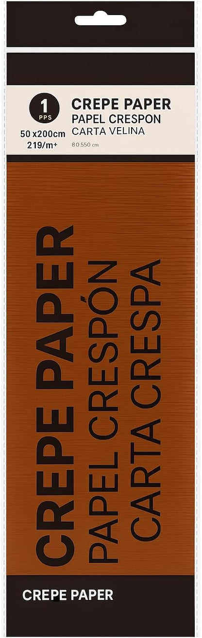 Crepe Paper Roll 200cm x 60cm Dark Brown for Crafts, Decorations, and DIY Projects