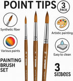 120 Pieces 3 Pieces Painting Brush Set Point Tips for Creative Art and Drawing