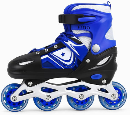 Roller Skates for Beginners Mixed Colors with PCV Bag – Inline Pattern Recreational Skating, Kids, Adults, Adjustable Size