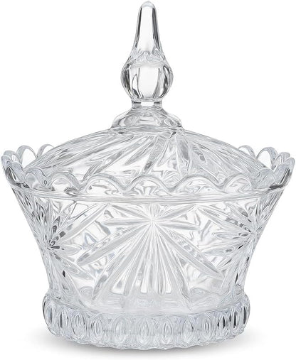 Glass Candy Jar Transparent with Lid for Kitchen Storage and Decoration, 1.5L Capacity