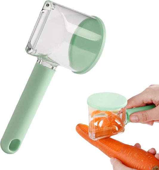 Fitto Functional Peeler with Container, Vegetable and Fruit Peeler, Home and Kitchen Use, Green