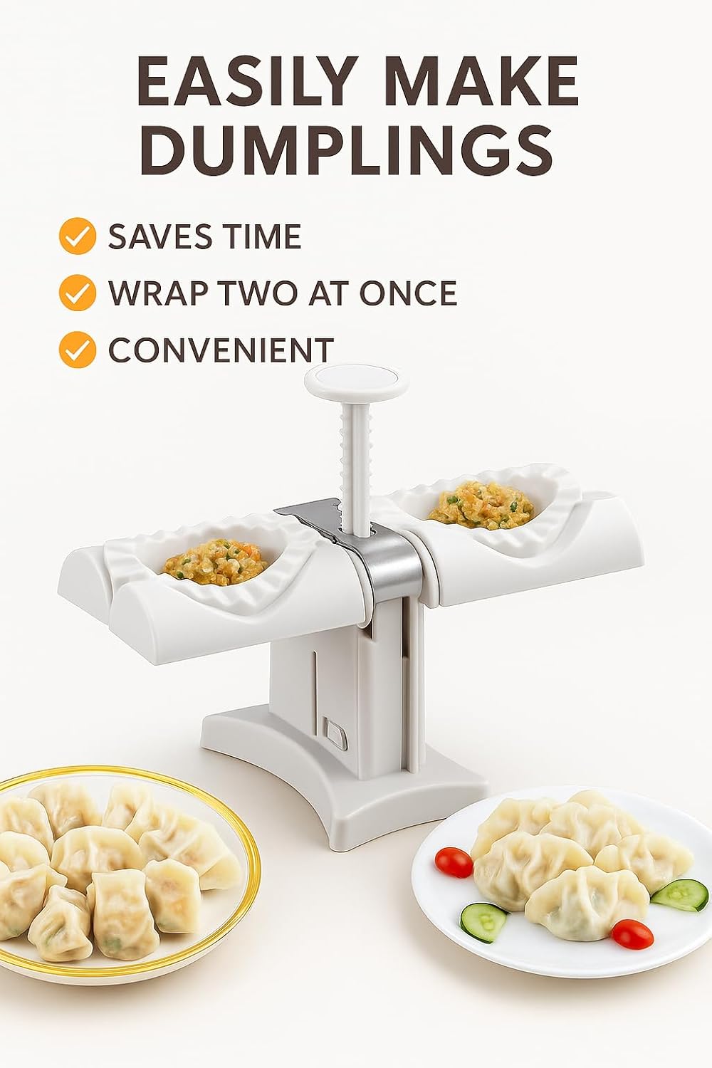96 Pieces Maker Machine Dumpling Press Mold Makers (Stainless Steel Household Double Head Automatic Dumpling Maker Mould – Wrap Two At a Time – Easy-Tool For Pierogi Making Dumplings Empanadas Press Kitchen)