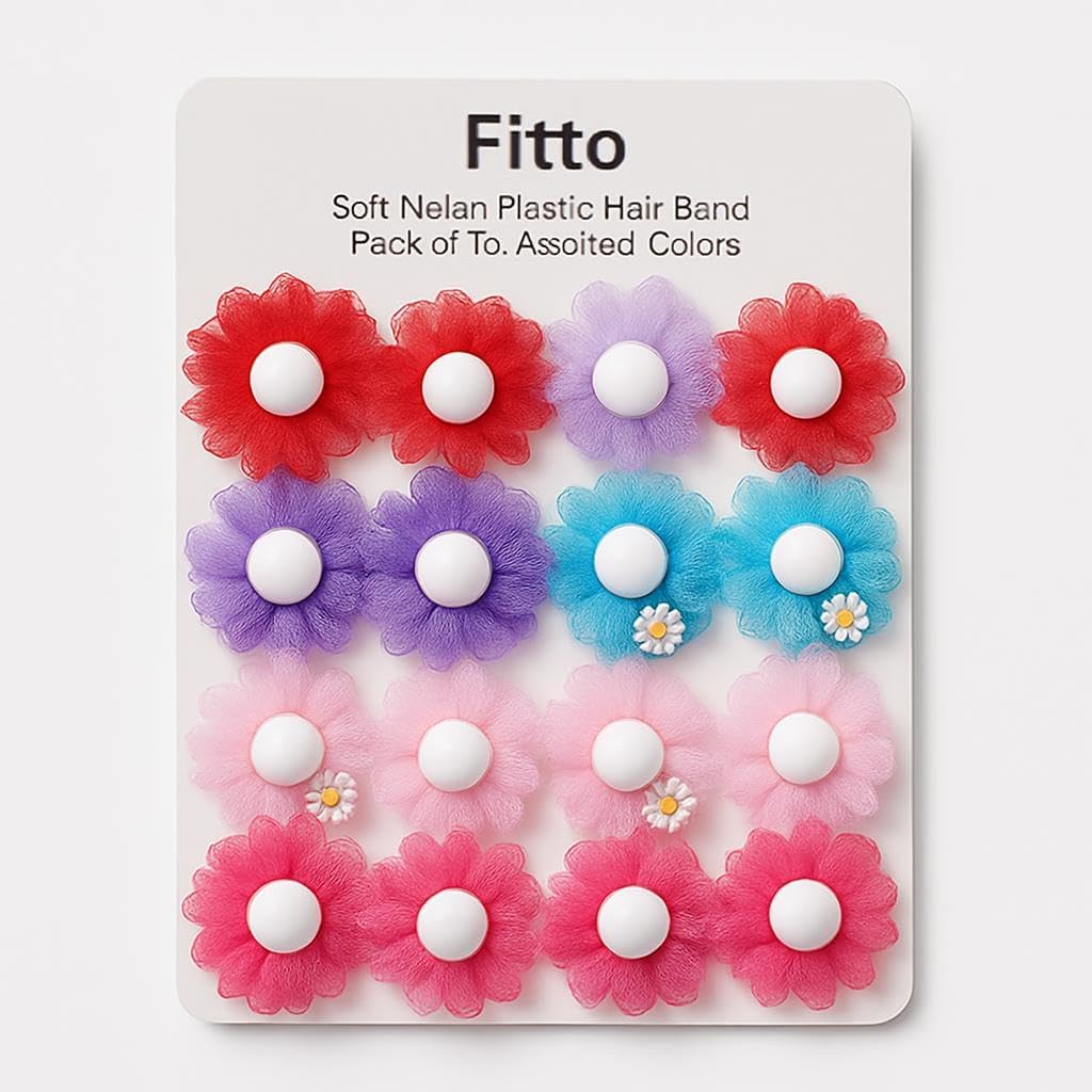 Soft Nylon Plastic Hair Band, Pack of 16, Assorted Colors