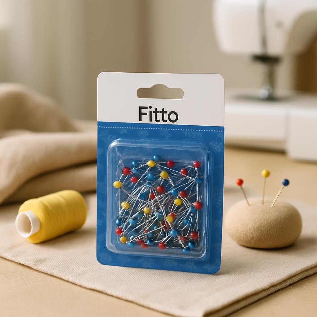 Sewing Pins for Fabric, Straight Pins with Colored Ball Glass Heads