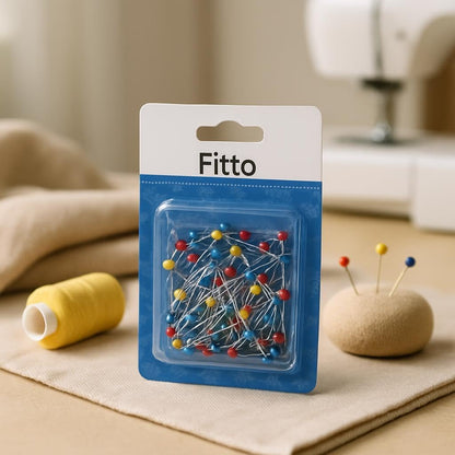 Sewing Pins for Fabric, Straight Pins with Colored Ball Glass Heads