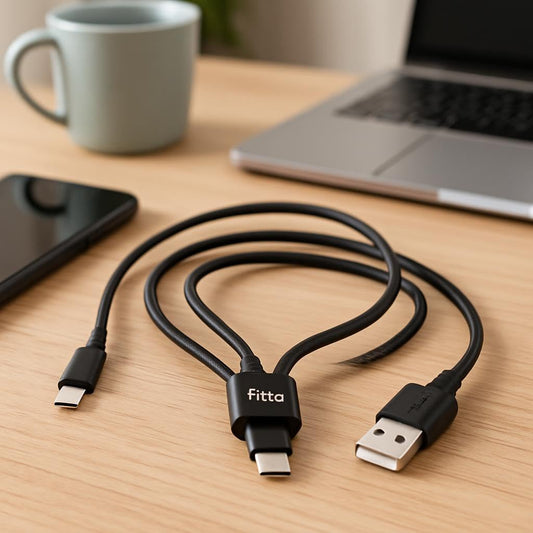 3 in 1 Data Cable, USB to Micro USB, Type C, Lightning, 3.0 Amp, 1.5m, Black