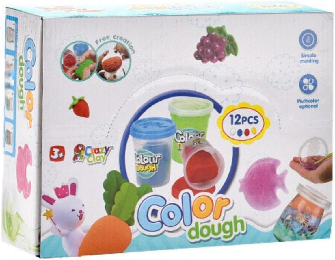 96 Pieces 12 Pieces Clay Dough Pack- Colorful Play Clays For Kids' Art and Craft Projects with Moulds