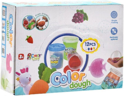 12 Pieces Clay Dough Pack- Colorful Play Clay For Kids' Art and Craft Projects with Moulds