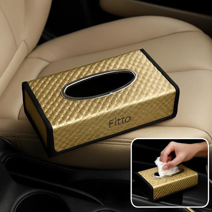 Elegant Openable Tissue Box for Car, Gold
