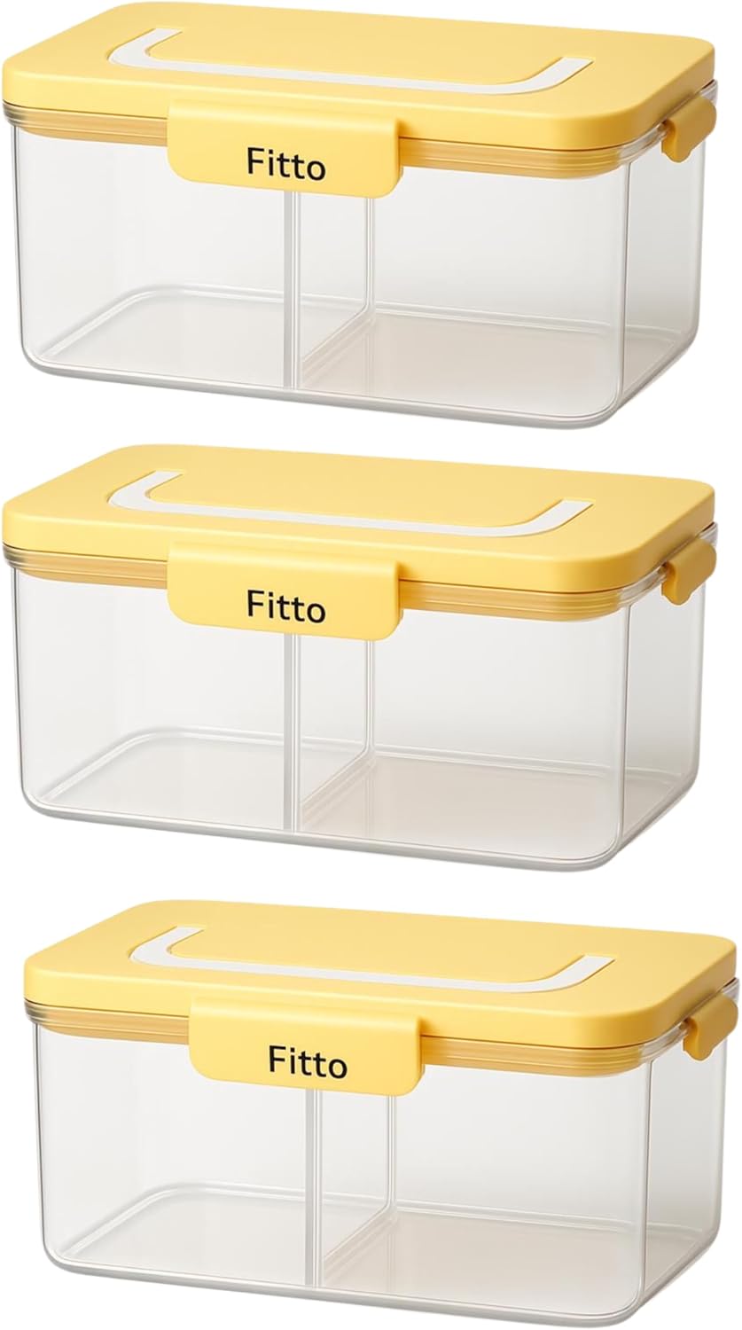 60 Pieces Portable Picnic Boxes (Airtight Design – Yellow – 1KG Capacity – Pack of 3)