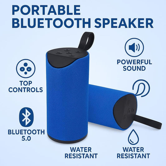 Portable Bluetooth Speaker with Powerful Stereo Sound – Super Bass, Splashproof Wireless Speaker with Dual Power Supply, Bluetooth 4.0 Compatible for Phones, Tablets, and TVs