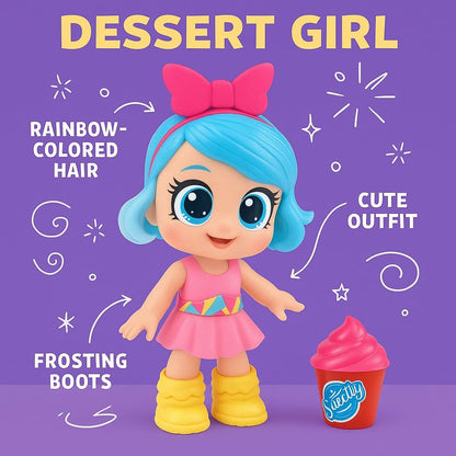 pretty stylish modern doll with yellow boots, large blue eyes, Dolls blue hair with battery, singing doll toy ice cream blind box surprise 12-inch toy for girls