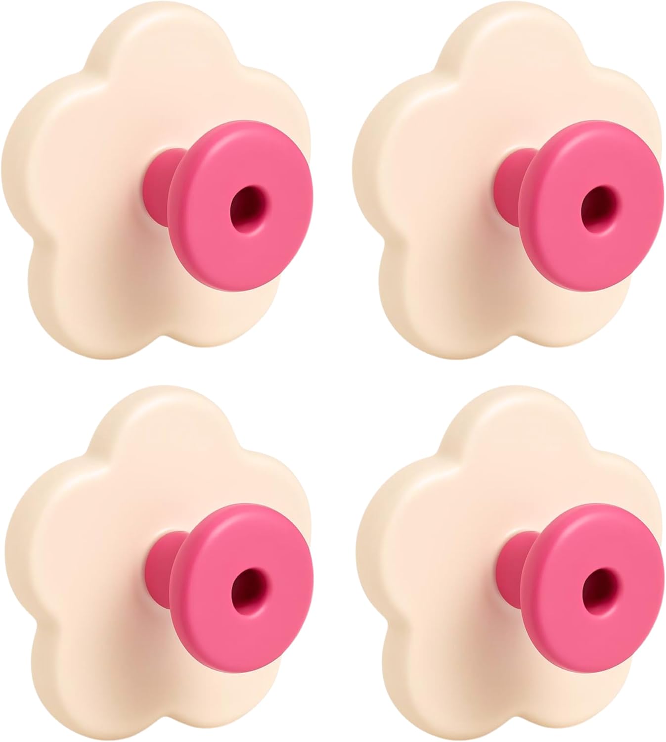 120 Pieces Flower Suction Cup Hooks (Pack of 4 – Cream Color Decorative Design)