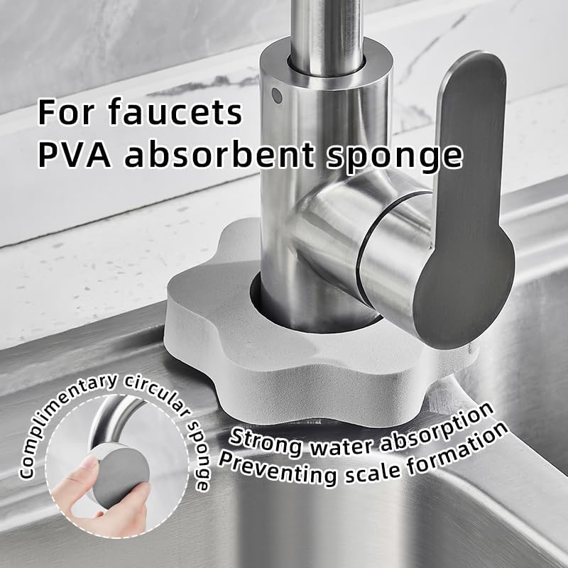 Flower Faucet Absorbent Sponge Set - Grey - 6 Pieces