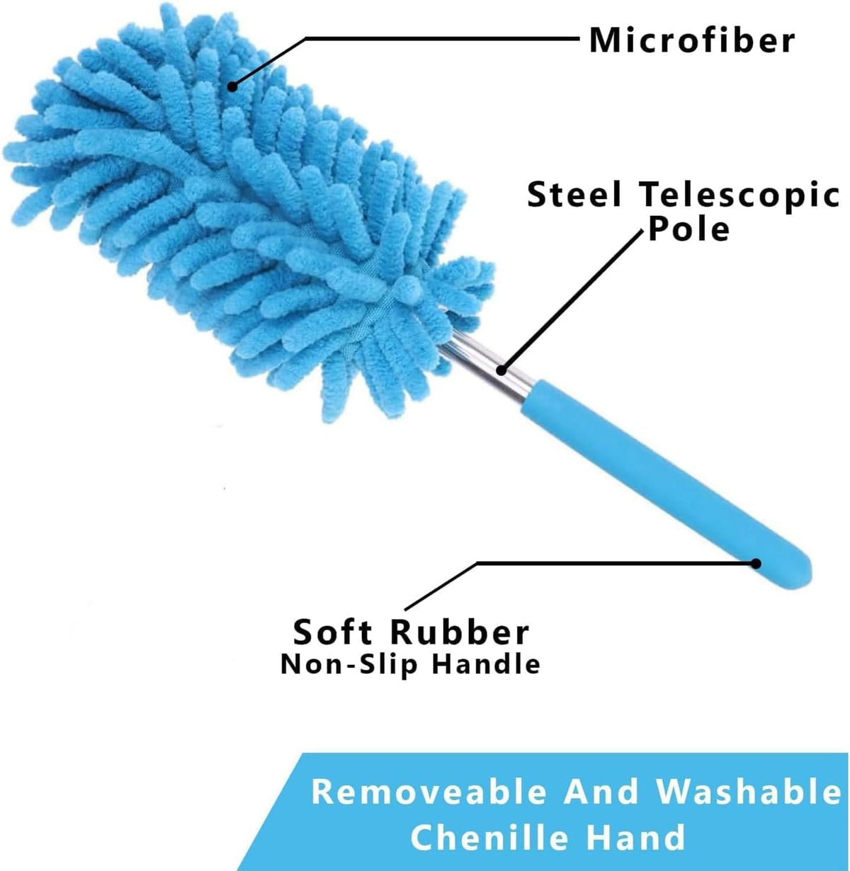 96 Pieces Flex Head Dusters (Adjustable Microfiber Dust Cleaner with Extendable Handle – Bendable Design – Assorted Colors - Ideal for Cleaning Ceiling Fans – Blinds – Furniture)