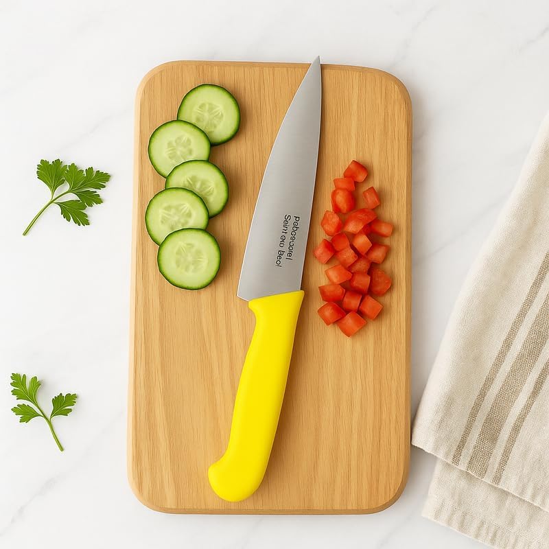 96 Pieces Stainless Steel Kitchen Knives with Yellow Handle (Sharp Chef's Knife for Cooking and Food Preparation)