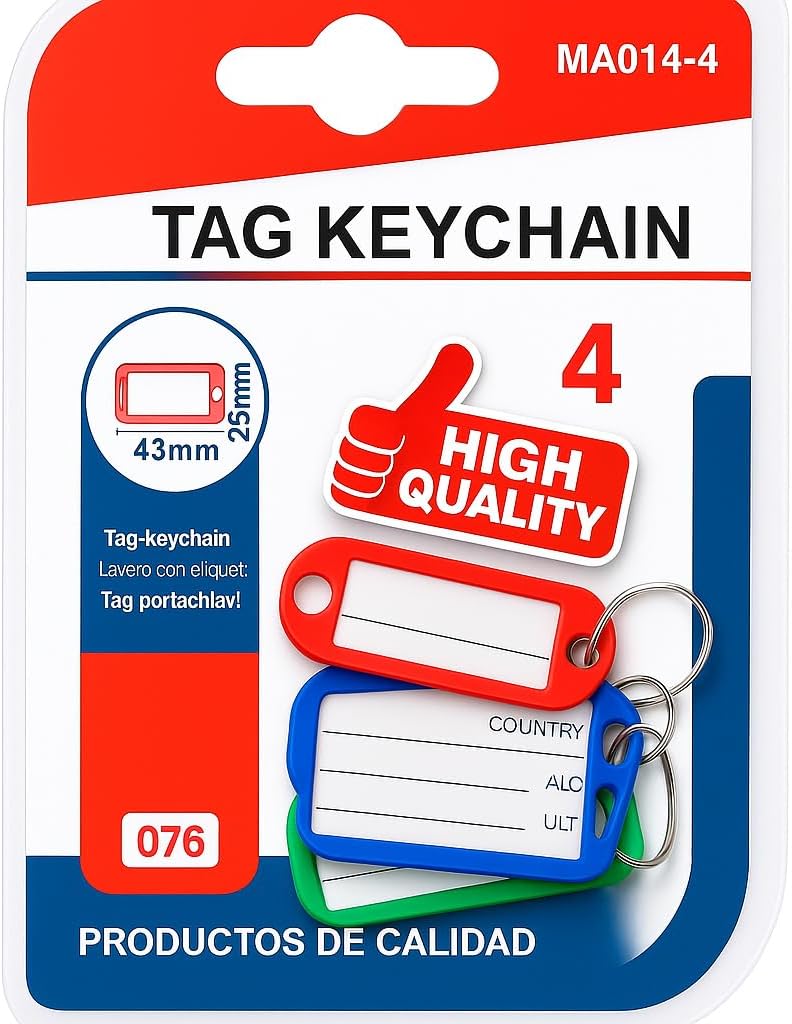 144 Pieces Multi-Color PC Key Tags (4 Pack – Durable Plastic Keychain Labels for Home – Office – and Travel)