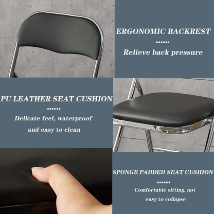 Foldable Lightweight Household Chair – Comfortable Black Folding Chair for Study, Leisure, Computer Use – Durable, Space-Saving Design with Padded -Assorted