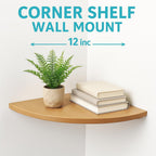 96 Pieces Corner Shelf Wall Mounts (12inch – Oak Wood – Floating – Round End – Small Corner Nightstand – Plant Shelf – For Kitchen Living Room Bedroom)