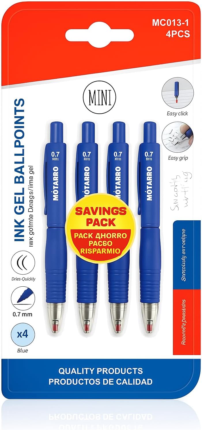 Ink Gel Pen Set, 4 Pack, 11 cm, 0.7 mm Tip, Smooth Writing, Black Ink, Office & School Supplies