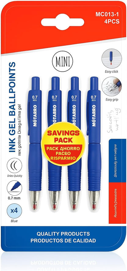 Ink Gel Pen Set, 4 Pack, 11 cm, 0.7 mm Tip, Smooth Writing, Black Ink, Office & School Supplies
