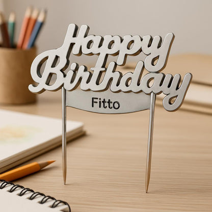 1Pc Happy Birthday Letter Cake Candle - Silver, Cake Decoration, Birthday Cake Topper