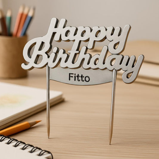 1Pc Happy Birthday Letter Cake Candle - Silver, Cake Decoration, Birthday Cake Topper