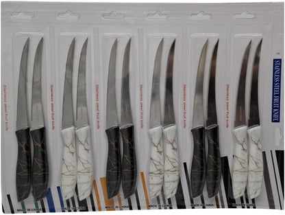 12-Piece Stainless Steel Fruit Knife Set – Sharp Blades with Comfortable Plastic Handle for Effortless Cutting, Dicing, Slicing, and Chopping