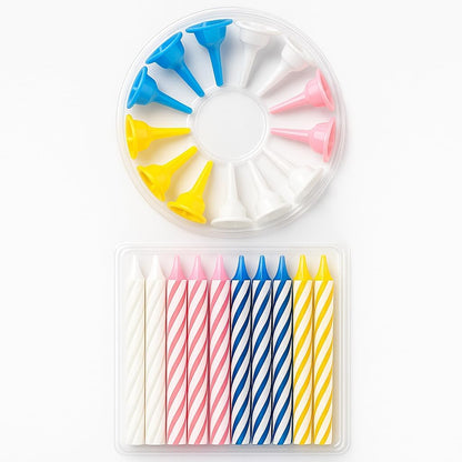 Birthday Candles 24 pcs + 12 Holders | Numeric Cake Candles & Holders for Birthday Party, Celebration, Party Supplies