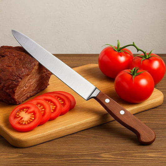 Stainless Steel Kitchen Knife with Wooden Handle, Sharp Chef Knife for Cooking, Durable and Ergonomic Design