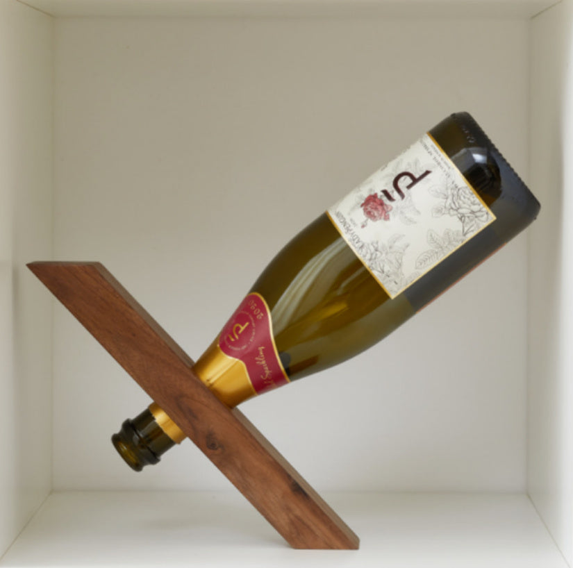 Eco-Friendly Balancing Wine Bottle Holder - Natural Wood Tone