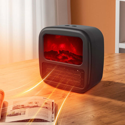 Energy-Efficient Desk Heating Fan with 3D Fire Effect