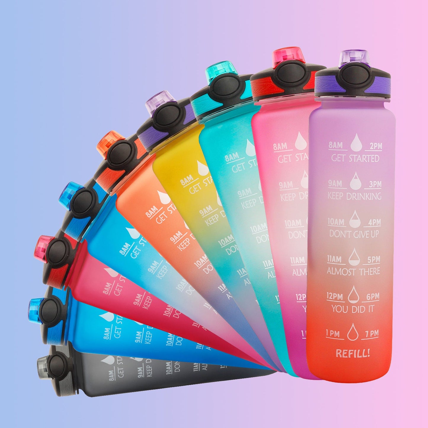 Gradient BPA-Free Water Bottle with Time Markers