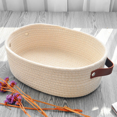 Eco-Friendly Woven Fabric Storage Baskets - Cream, Gray, Black