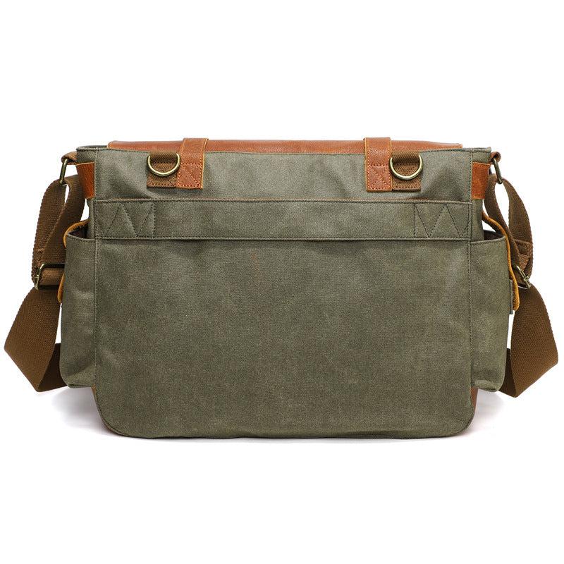 Eco-Friendly Leather and Canvas Messenger Bag for Daily Use