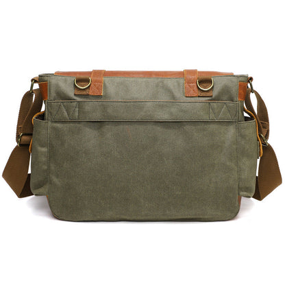Eco-Friendly Leather and Canvas Messenger Bag for Daily Use