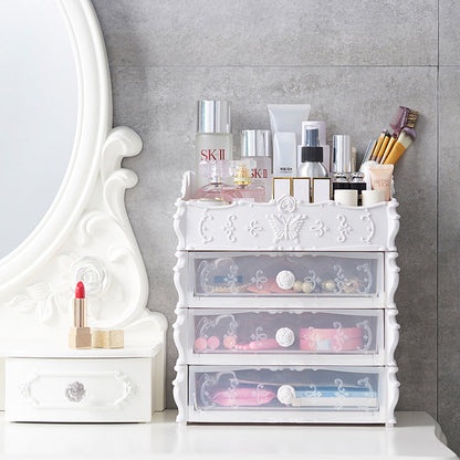 Pink Rectangular Cosmetic Organizer with Drawers for Clutter-Free Spaces