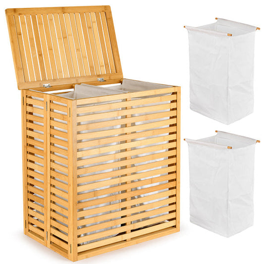 Eco-Friendly Bamboo Laundry Hamper with Removable Liners