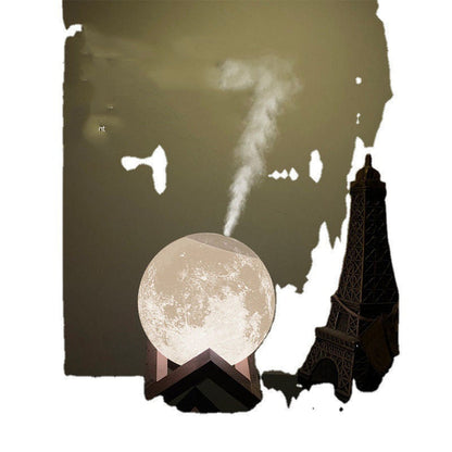 Moon-Shaped Humidifier with Wooden Stand for Wellness and Air Quality