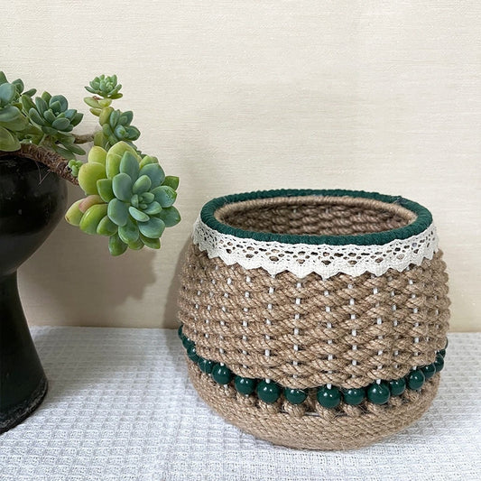 Eco-Friendly Decorative Jute Basket for Storage and Decor