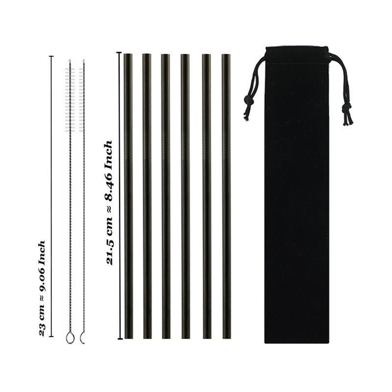 Eco-Friendly Reusable Stainless Steel Metal Straws Set with Cleaning Brushes