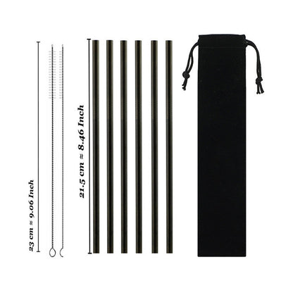 Eco-Friendly Reusable Stainless Steel Metal Straws Set with Cleaning Brushes